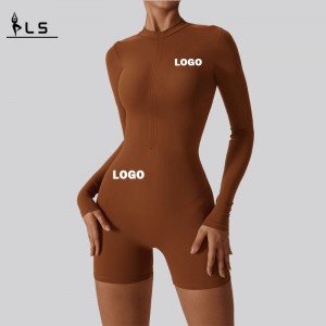 SC10610 ห้องออกกำลังกายซิปด้านบนโยคะชุดแอคทีฟสวมใส่หนึ่งชิ้นผู้หญิงที่ไร้รอยต่อชุดโยคะชุดบอดี้สูท