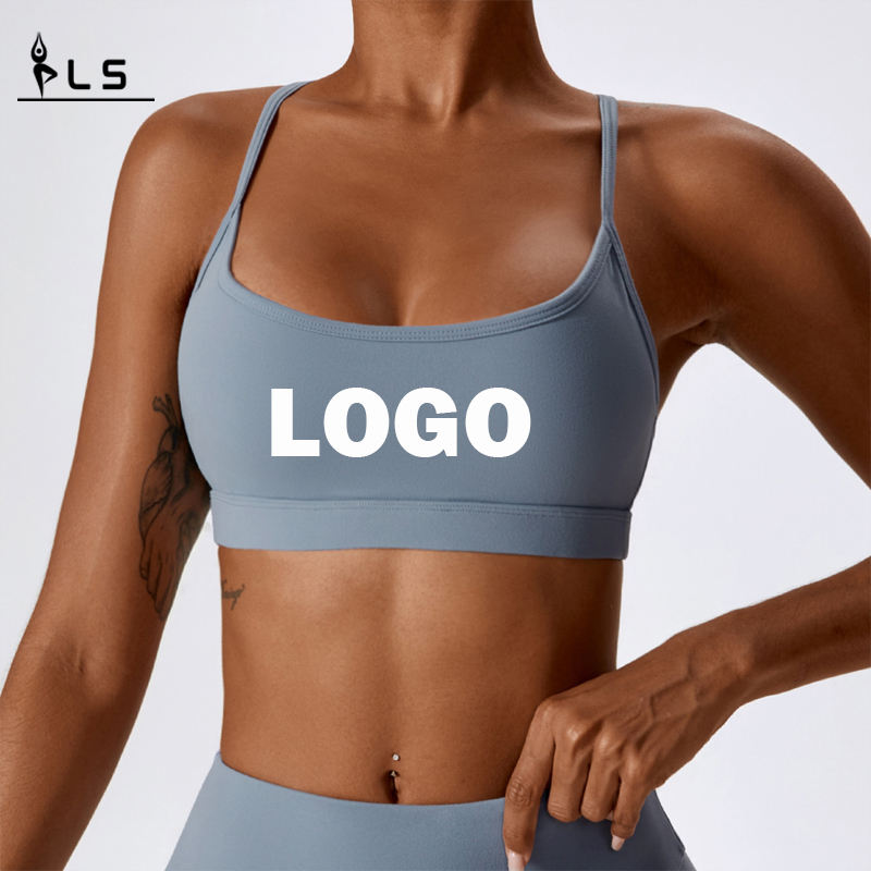 SC10164 Cross Back Yoga Sports Bra High Impact โลโก้ Women Workout Sports Bra Bra ขายส่งโยคะ