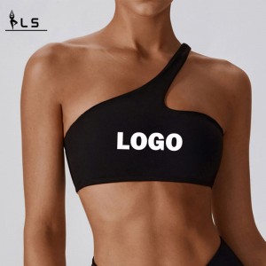 SC10188 Cross Back Yoga Sports Bra กระแทกสูงเบาะสีน้ำเงินไหล่หนึ่งไหล่บราสปอร์ต