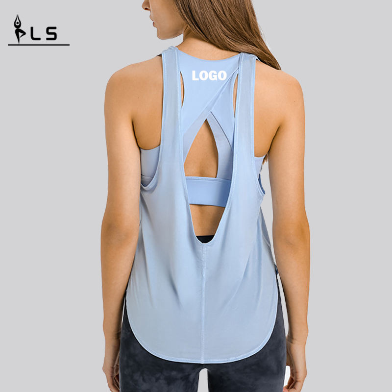 SC102512 Spring Fashion Fashion Loose Hollow Workout Tops Yoga Women \\\\ S Tank Top Womens Yoga Tank Tank Top ด้านบนเปิดด้านหลัง