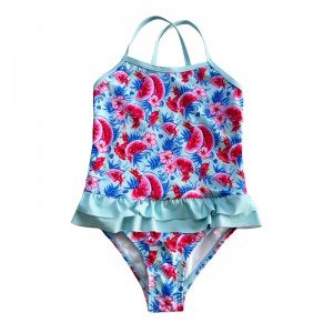 ชุดว่ายน้ำพิมพ์แตงโมหนึ่งชิ้นสามชิ้น