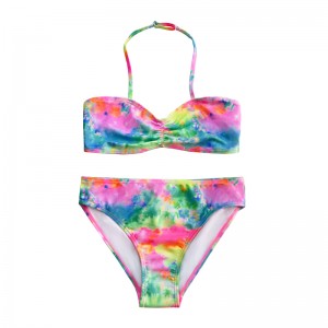 Kids \\\\ \'ชุดว่ายน้ำที่มีคอเชือกแขวนคอและสีไล่ระดับสี