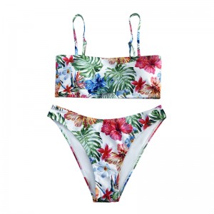 ความสะดวกสบายแบบสบาย ๆ สไตล์ชาติพันธุ์พิมพ์ว่ายน้ำสองชิ้นชุดว่ายน้ำ